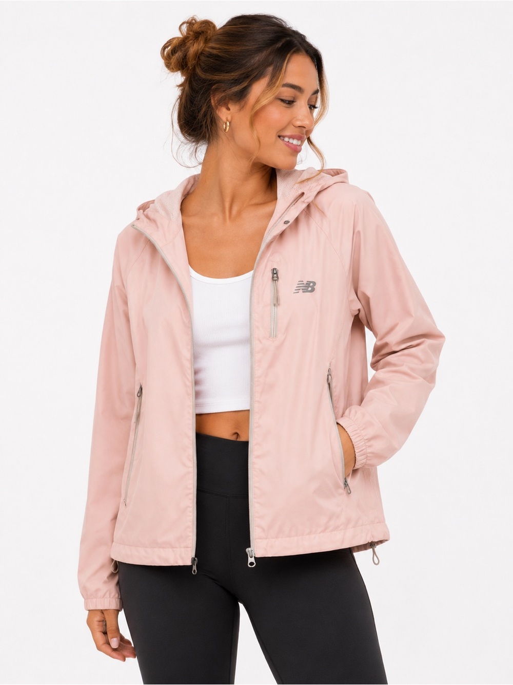 New Balance Women's Light Pink Hooded Windbreaker Jacket